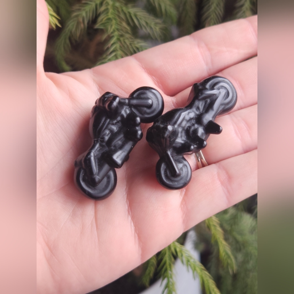 1 Pc Black Obsidian Motorcycle Carving – Crystal Collectible